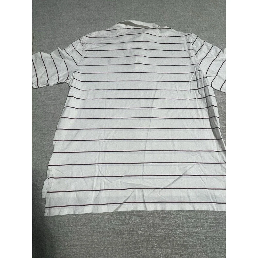 Polo Ralph Lauren Polo Shirt Men’s Large White Striped Ahoet Sleeve Golf Fit